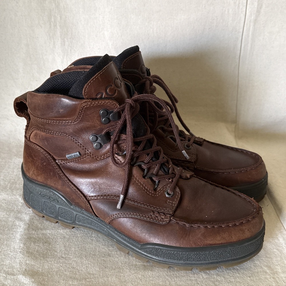 ECCO Rugged Track Gore-Tex Brown Leather Hiking Boots Size 10